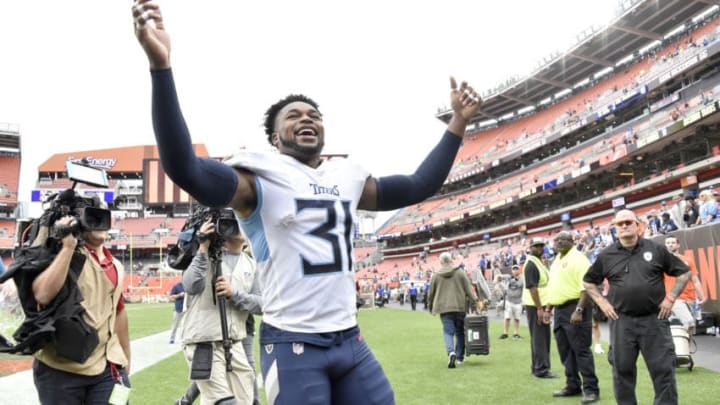 CLEVELAND, OHIO - SEPTEMBER 08: Kevin Byard #31 of the Tennessee Titans celebrates after the Titans defeated the Cleveland Browns at FirstEnergy Stadium on September 08, 2019 in Cleveland, Ohio. The Titans defeated the Browns 43-13. (Photo by Jason Miller/Getty Images)