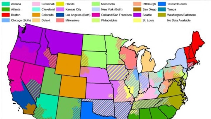 MLB Broadcast Blackout Territorial Map (wikipedia)