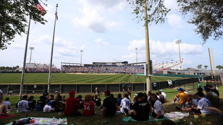 Mar 17, 2016; Melbourne, FL, USA; A general view of Space Coast Stadium during a game against the Washington Nationals and the Atlanta Braves. The Washington Nationals won 9-7. Mandatory Credit: Logan Bowles-USA TODAY Sports