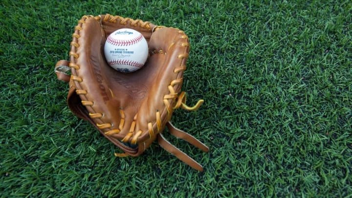 May 27, 2016; Toronto, Ontario, CAN; Ball and glove on the field during batting practice prior MLB game between the Boston Red Sox and Toronto Blue Jays the at Rogers Centre. Mandatory Credit: Kevin Sousa-USA TODAY Sports
