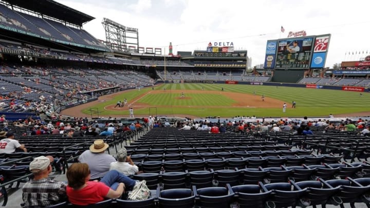 Jun 2, 2016; Atlanta, GA, USA; General view of a few fans attending the game between the Atlanta Braves and the San Francisco Giants during the 9th inning at Turner Field. The Giants won 6-0. Mandatory Credit: Jason Getz-USA TODAY Sports