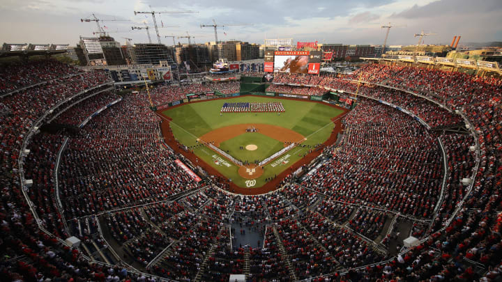 WASHINGTON, DC – JULY 17: A general view as the national anthem is performed before the 89th MLB All-Star Game, presented by Mastercard at Nationals Park on July 17, 2018 in Washington, DC. (Photo by Win McNamee/Getty Images)