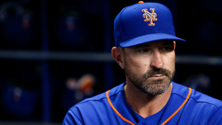 MIAMI, FL – AUGUST 11: Manager Mickey Callaway #36 of the New York Mets looks on prior to the game against the Miami Marlins at Marlins Park on August 11, 2018 in Miami, Florida. (Photo by Michael Reaves/Getty Images)