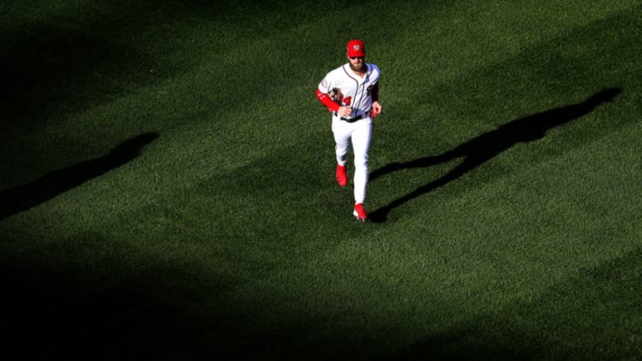 WASHINGTON, DC - SEPTEMBER 26: Bryce Harper #34 of the Washington Nationals jogs off the field during the end of the third inning against the Miami Marlins at Nationals Park on September 26, 2018 in Washington, DC. (Photo by Rob Carr/Getty Images) WASHINGTON, DC - SEPTEMBER 26: Bryce Harper #34 of the Washington Nationals jogs off the field during the end of the third inning against the Miami Marlins at Nationals Park on September 26, 2018 in Washington, DC. (Photo by Rob Carr/Getty Images)