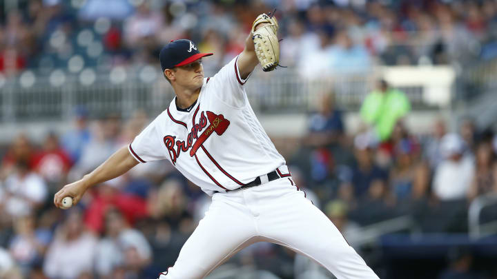 ATLANTA, GEORGIA – APRIL 29: Mike  Soroka #40 of the Atlanta Braves throws a pitch in the first inning during the game against the San Diego Padres at SunTrust Park on April 29, 2019 in Atlanta, Georgia. (Photo by Mike Zarrilli/Getty Images)
