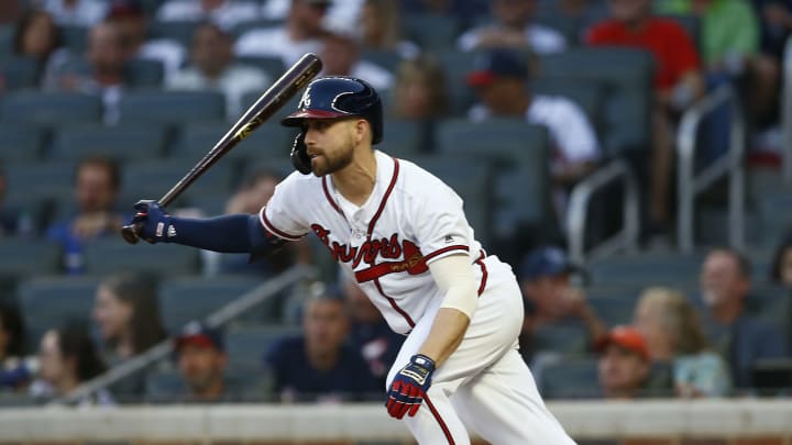ATLANTA, GEORGIA – APRIL 29: Ender  Inciarte #11 of the Atlanta Braves hits a single in the third inning during the game against the San Diego Padres at SunTrust Park on April 29, 2019 in Atlanta, Georgia. (Photo by Mike Zarrilli/Getty Images)