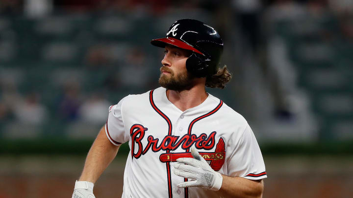 ATLANTA, GEORGIA – MAY 15: Charlie Culberson #8 of the Atlanta Braves rounds third base after a two-run homer in the eighth inning against the St. Louis Cardinals at SunTrust Park on May 15, 2019 in Atlanta, Georgia. (Photo by Kevin C. Cox/Getty Images)