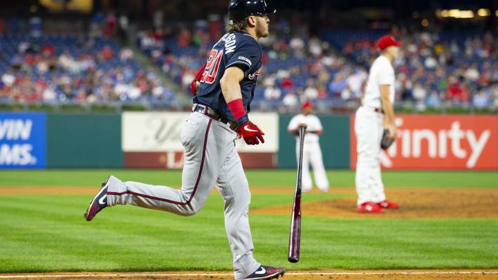 PHILADELPHIA, PA – SEPTEMBER 09: Josh  Donaldson #20 of the Atlanta Braves hits a three run home run in the top of the seventh inning against Nick  Pivetta #43 of the Philadelphia Phillies at Citizens Bank Park on September 9, 2019 in Philadelphia, Pennsylvania. The Braves defeated the Phillies 7-2. (Photo by Mitchell Leff/Getty Images)