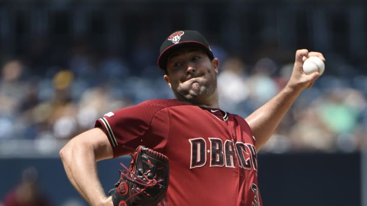 SAN DIEGO, CA – SEPTEMBER 22: Robbie  Ray #38 of the Arizona Diamondbacks pitches during the the first inning of a baseball game against the San Diego Padres at Petco Park September 22, 2019 in San Diego, California. (Photo by Denis Poroy/Getty Images)