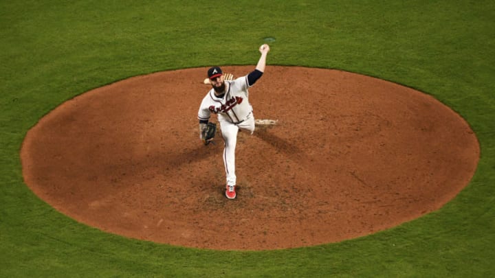 ATLANTA, GEORGIA - AUGUST 31: Dallas Keuchel #60 of the Atlanta Braves pitches in the fifth inning against the Chicago White Sox on August 31, 2019 in Atlanta, Georgia. (Photo by Logan Riely/Getty Images)