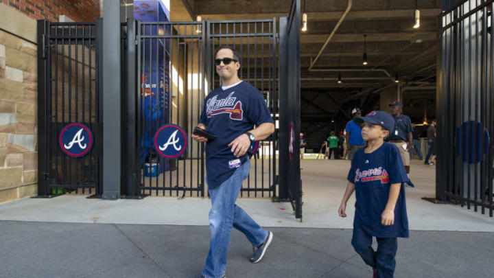 ATLANTA, GA - OCTOBER 9: Fans are seen exiting the stadium in the third inning of Game Five of the National League Division Series between the Atlanta Braves and the St. Louis Cardinals at SunTrust Park on October 9, 2019 in Atlanta, Georgia. The Cardinals scored 10 runs in the first inning of the final game of the divisional series. (Photo by Carmen Mandato/Getty Images)