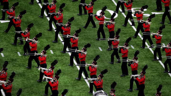 NEW ORLEANS, LOUISIANA – JANUARY 01: The Georgia Redcoat Marching Band play during the Allstate Sugar Bowl on January 01, 2020. (Photo by Marianna Massey/Getty Images)