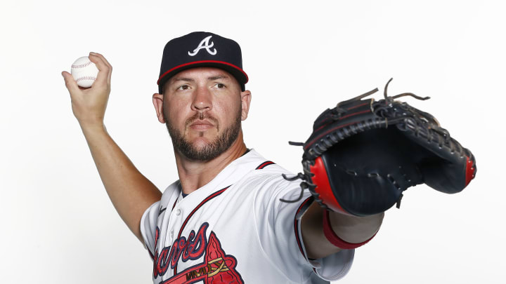 Tyler Flowers #25 of the Atlanta Braves. (Photo by Michael Reaves/Getty Images)