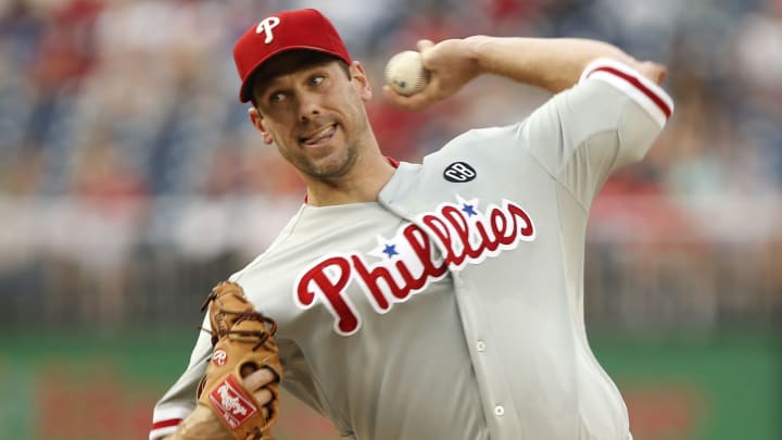 WASHINGTON, DC – JULY 31: Cliff Lee #33 of the Philadelphia Phillies pitches in the second inning against the Washington Nationals at Nationals Park on July 31, 2014 in Washington, DC. (Photo by Jonathan Ernst/Getty Images)