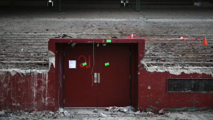 SAN FRANCISCO, CA - FEBRUARY 04: The entrance to the visiting team's locker room remains inside Candlestick Park on February 4, 2015 in San Francisco, California. The demolition of Candlestick Park, the former home of the San Francisco Giants and San Francisco 49ers, is underway and is expected to take 3 months to complete. A development with a mall and housing is planned for the site. (Photo by Justin Sullivan/Getty Images)