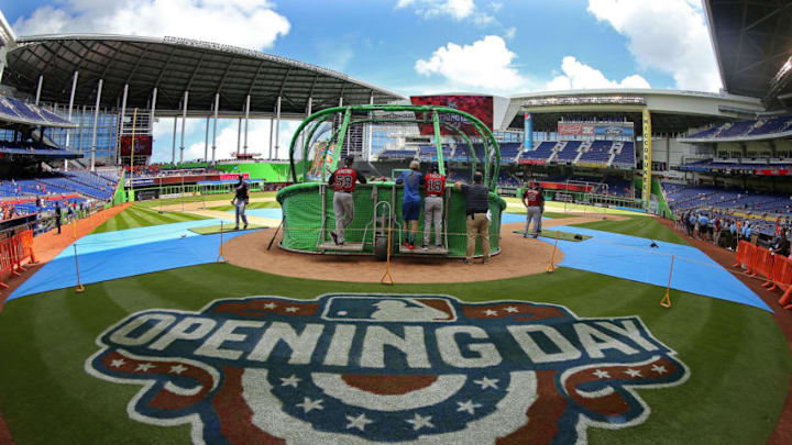 MIAMI, FL - APRIL 06: A general view of Marlins Park during Opening Day between the Miami Marlins and the Atlanta Braves on April 6, 2015 in Miami, Florida. (Photo by Mike Ehrmann/Getty Images)