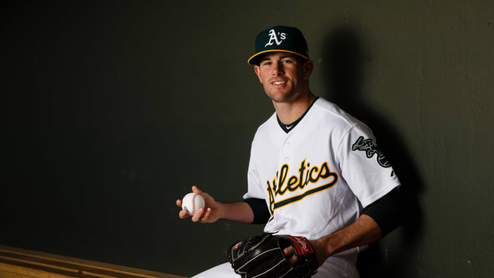 MESA, AZ – FEBRUARY 22: Kyle Finnegan #68 of the Oakland Athletics poses for a portrait during photo day at HoHoKam Stadium on February 22, 2018 in Mesa, Arizona. (Photo by Justin Edmonds/Getty Images)