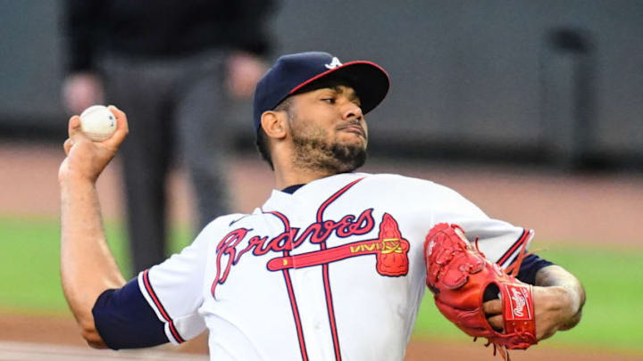 ATLANTA, GA - SEPTEMBER 21: Huascar Ynoa #73 of the Atlanta Braves throws a first inning pitch against the Miami Marlins at Truist Park on September 21, 2020 in Atlanta, Georgia. (Photo by Scott Cunningham/Getty Images) ATLANTA, GA - SEPTEMBER 21: Huascar Ynoa #73 of the Atlanta Braves throws a first inning pitch against the Miami Marlins at Truist Park on September 21, 2020 in Atlanta, Georgia. (Photo by Scott Cunningham/Getty Images)