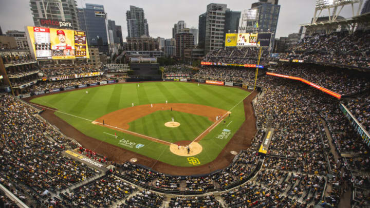 SAN DIEGO, CA - JUNE 17: A general view of the ballpark as the San Diego Padres play against the Cincinnati Reds on June 17, 2021 at Petco Park in San Diego, California. Tonight's game is the first game of the season at full capacity for fans at Petco Park. (Photo by Matt Thomas/San Diego Padres/Getty Images)