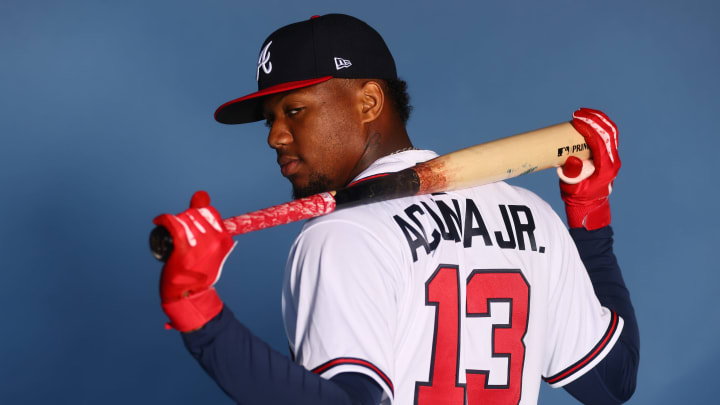 Ronald Acuna Jr. #13 of the Atlanta Braves. (Photo by Michael Reaves/Getty Images)
