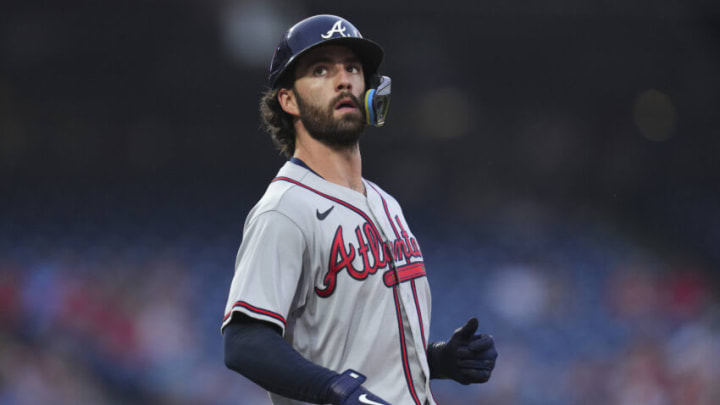 Dansby Swanson of the Atlanta Braves is looking for a big payday soon... but other events may be conspiring against him. (Photo by Mitchell Leff/Getty Images)
