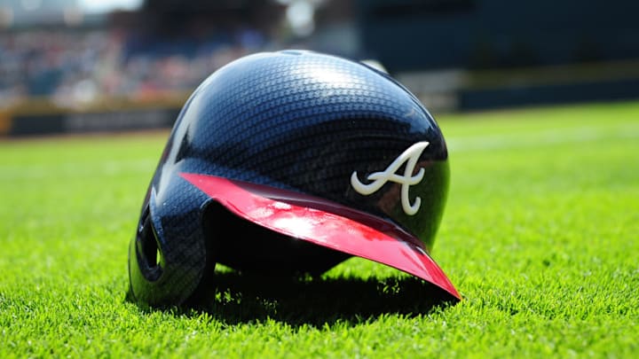 ATLANTA, GA - APRIL 16: The Atlanta Braves new carbon fiber pattern helmet is on display before the game against the San Diego Padres at SunTrust Park on April 16, 2017 in Atlanta, Georgia. (Photo by Scott Cunningham/Getty Images) ATLANTA, GA - APRIL 16: The Atlanta Braves new carbon fiber pattern helmet is on display before the game against the San Diego Padres at SunTrust Park on April 16, 2017 in Atlanta, Georgia. (Photo by Scott Cunningham/Getty Images)