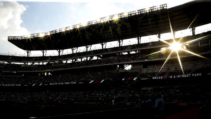 ATLANTA, GA - JUNE 15: General view of Suntrust Park before the game between the Atlanta Braves and the San Diego Padres on June 15, 2018 in Atlanta, Georgia. (Photo by Mike Zarrilli/Getty Images) ATLANTA, GA - JUNE 15: General view of Suntrust Park before the game between the Atlanta Braves and the San Diego Padres on June 15, 2018 in Atlanta, Georgia. (Photo by Mike Zarrilli/Getty Images)