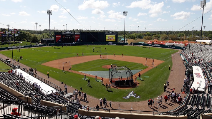 LAKE BUENA VISTA, FL – MARCH 18: An overhead view of Champion Stadium just before the start of the Grapefruit League Spring Training Game between the Atlanta Braves and the Baltimore Orioles at the ESPN Wide World of Sports Complex on March 18, 2012 in Lake Buena Vista, Florida. (Photo by J. Meric/Getty Images)
