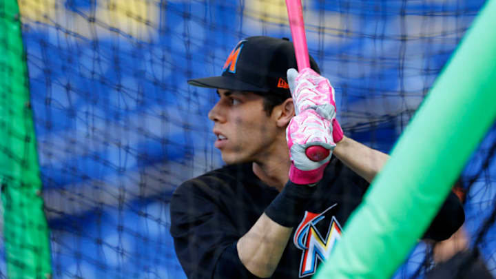 MIAMI, FL - MAY 13: Christian Yelich MIAMI, FL - MAY 13: Christian Yelich