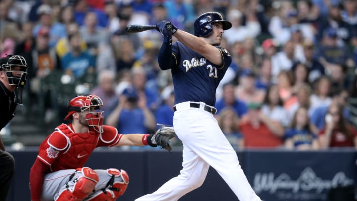 Travis  Shaw #21 of the Milwaukee Brewers (Photo by Dylan Buell/Getty Images)