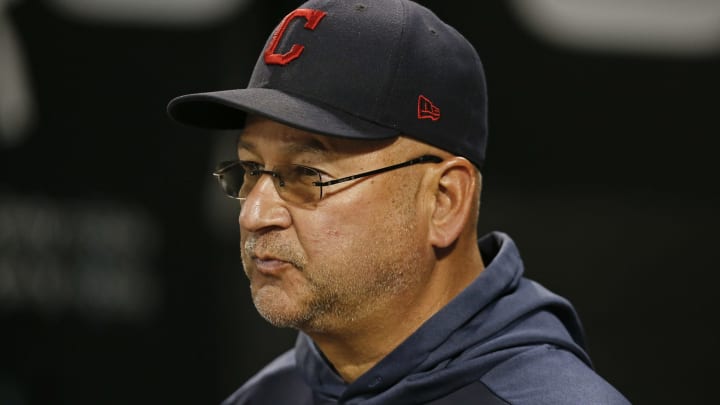 CHICAGO, ILLINOIS – SEPTEMBER 26: Manager Terry Francona #77 of the Cleveland Indians (Photo by Nuccio DiNuzzo/Getty Images)