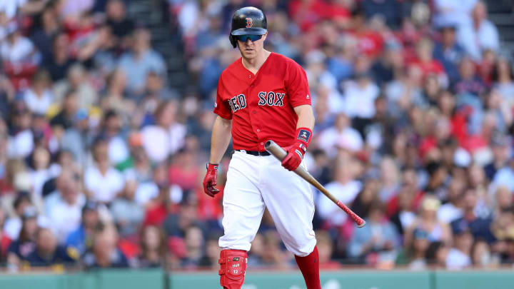 Brock Holt #12 of the Boston Red Sox. (Photo by Maddie Meyer/Getty Images)