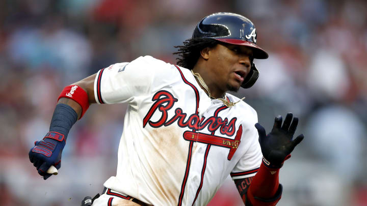 Atlanta Braves right fielder Ronald Acuna Jr. flips his bat after News  Photo - Getty Images