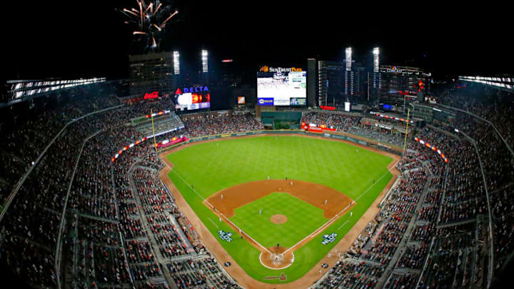 ATLANTA, GEORGIA - OCTOBER 03: Ronald Acuna Jr. #13 of the Atlanta Braves hits a two-run home run against the St. Louis Cardinals during the ninth inning in game one of the National League Division Series at SunTrust Park on October 03, 2019 in Atlanta, Georgia. (Photo by Kevin C. Cox/Getty Images) ATLANTA, GEORGIA - OCTOBER 03: Ronald Acuna Jr. #13 of the Atlanta Braves hits a two-run home run against the St. Louis Cardinals during the ninth inning in game one of the National League Division Series at SunTrust Park on October 03, 2019 in Atlanta, Georgia. (Photo by Kevin C. Cox/Getty Images)