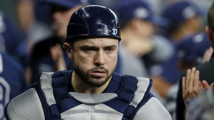 Travis d’Arnaud #37 of the Tampa Bay Rays. (Photo by Tim Warner/Getty Images)