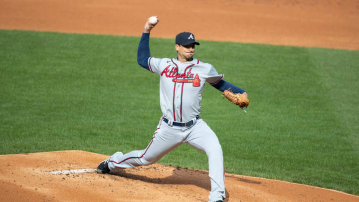 PHILADELPHIA, PA - APRIL 03: Charlie Morton #50 of the Atlanta Braves throws a pitch in the bottom of the first inning against the Philadelphia Phillies at Citizens Bank Park on April 3, 2021 in Philadelphia, Pennsylvania. (Photo by Mitchell Leff/Getty Images) PHILADELPHIA, PA - APRIL 03: Charlie Morton #50 of the Atlanta Braves throws a pitch in the bottom of the first inning against the Philadelphia Phillies at Citizens Bank Park on April 3, 2021 in Philadelphia, Pennsylvania. (Photo by Mitchell Leff/Getty Images)