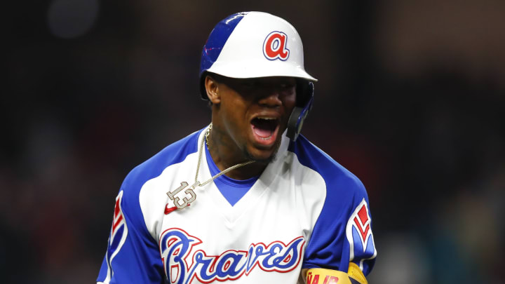 ATLANTA, GA – APRIL 14: Is Ronald Acuna Jr. #13 of the Atlanta Braves the best player in the world right now? (Photo by Todd Kirkland/Getty Images)