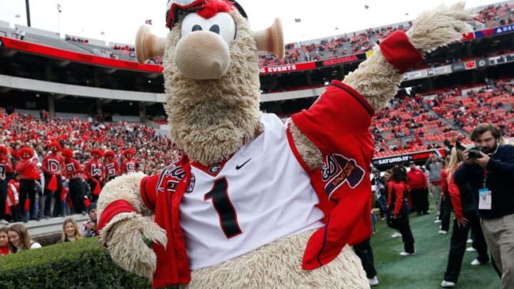 Atlanta Braves mascot Blooper gets ready for kickoff at Sanford Stadium for the Missouri/Georgia game.News Joshua L Jones