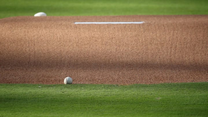 SAN DIEGO, CALIFORNIA - JULY 16: A general view of the pitching mound during a San Diego Padres intrasquad game for their summer workouts at PETCO Park on July 16, 2020 in San Diego, California. (Photo by Sean M. Haffey/Getty Images)