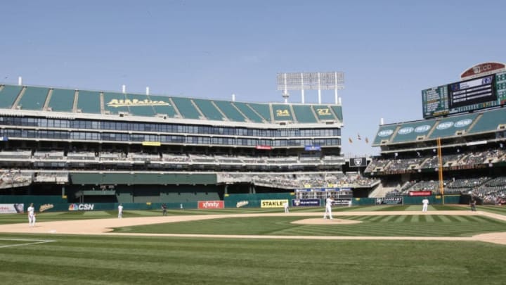 OAKLAND, CA - MAY 29: A view of the Oakland Coliseum during the afternoon game between the Oakland Athletics and the Detroit Tigers on May 29, 2016 in Oakland, California. The Athletics defeated the Tigers 4-2. (Photo by Michael Zagaris/Oakland Athletics/Getty Images) *** Local Caption ***