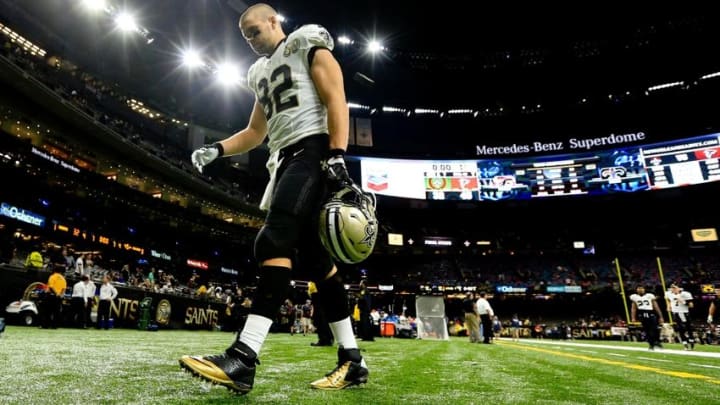 Sep 26, 2016; New Orleans, LA, USA; New Orleans Saints tight end Coby Fleener (82) walks off the field following a loss against the Atlanta Falcons in a game at the Mercedes-Benz Superdome. The Falcons defeated the Saints 45-32. Mandatory Credit: Derick E. Hingle-USA TODAY Sports Sep 26, 2016; New Orleans, LA, USA; New Orleans Saints tight end Coby Fleener (82) walks off the field following a loss against the Atlanta Falcons in a game at the Mercedes-Benz Superdome. The Falcons defeated the Saints 45-32. Mandatory Credit: Derick E. Hingle-USA TODAY Sports