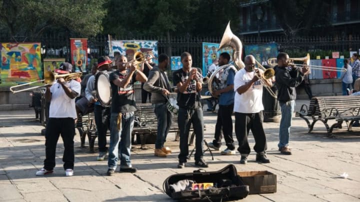 Band plays in Jackson Square, New Orleans, Louisiana. (Photo by: Education Images/UIG via Getty Images)