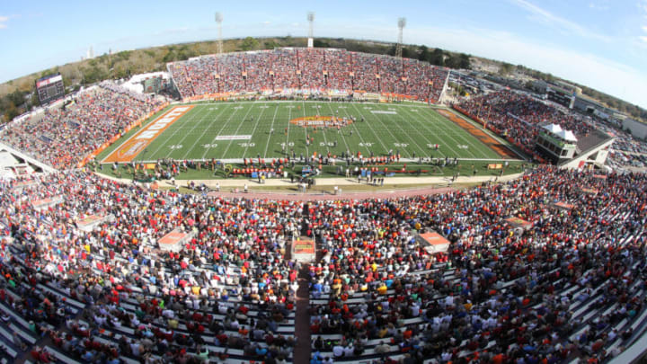 January 30, 2016: A wide photo of Ladd-Peebles Stadium during the Senior Bowl at Ladd-Peebles Stadium in Mobile, Ala. South squad won 27-16 over the North squad. (Photo by Scott Donaldson/Icon Sportswire) (Photo by Scott Donaldson/Icon Sportswire/Corbis via Getty Images) January 30, 2016: A wide photo of Ladd-Peebles Stadium during the Senior Bowl at Ladd-Peebles Stadium in Mobile, Ala. South squad won 27-16 over the North squad. (Photo by Scott Donaldson/Icon Sportswire) (Photo by Scott Donaldson/Icon Sportswire/Corbis via Getty Images)