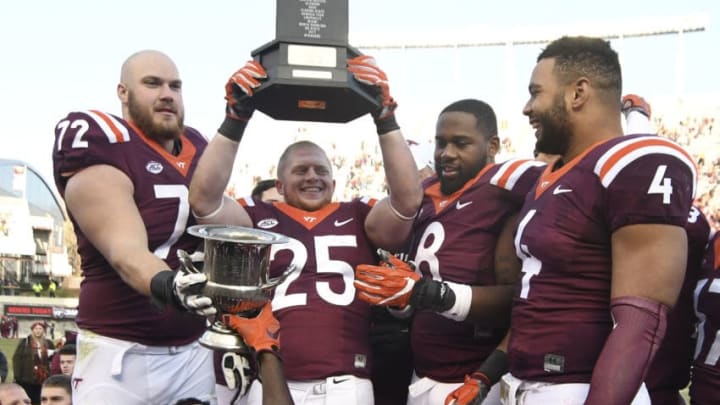 BLACKSBURG, VA - NOVEMBER 26: Offensive lineman Augie Conte