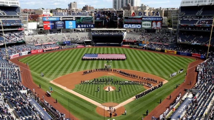 Sep 11, 2016; Bronx, NY, USA; A general view during the national anthem prior to the game between the New York Yankees and the Tampa Bay Rays at Yankee Stadium. Mandatory Credit: Andy Marlin-USA TODAY Sports
