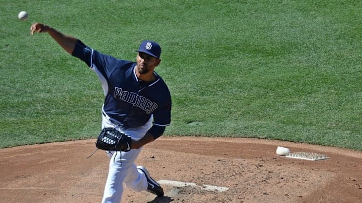 Aug 20, 2016; San Diego, CA, USA; San Diego Padres starting pitcher Tyson Ross (38) throws live batting practice before the game against the Arizona Diamondbacks at Petco Park. Mandatory Credit: Jake Roth-USA TODAY Sports