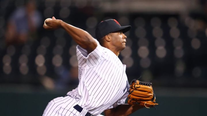 Oct 18, 2016; Scottsdale, AZ, USA; Scottsdale Scorpions pitcher Dillon Tate of the New York Yankees against the Surprise Saguaros during an Arizona Fall League game at Scottsdale Stadium. Mandatory Credit: Mark J. Rebilas-USA TODAY Sports