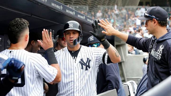 NEW YORK, NEW YORK - MAY 04: Gary Sanchez #24 of the New York Yankees celebrates his eighth inning home run against the Minnesota Twins with his teammates in the dugout at Yankee Stadium on May 04, 2019 in the Bronx borough of New York City. (Photo by Jim McIsaac/Getty Images) NEW YORK, NEW YORK - MAY 04: Gary Sanchez #24 of the New York Yankees celebrates his eighth inning home run against the Minnesota Twins with his teammates in the dugout at Yankee Stadium on May 04, 2019 in the Bronx borough of New York City. (Photo by Jim McIsaac/Getty Images)