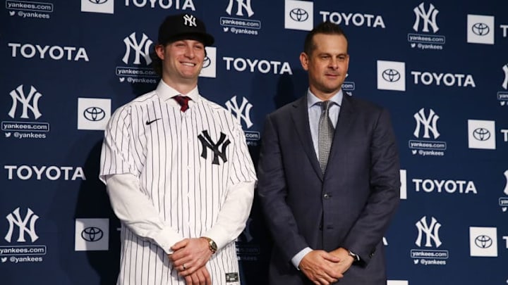 NEW YORK, NEW YORK - DECEMBER 18: Gerrit Cole and Aaron Boone, manager of the New York Yankees pose for a photo at Yankee Stadium during a press conference at Yankee Stadium on December 18, 2019 in New York City. (Photo by Mike Stobe/Getty Images) NEW YORK, NEW YORK - DECEMBER 18: Gerrit Cole and Aaron Boone, manager of the New York Yankees pose for a photo at Yankee Stadium during a press conference at Yankee Stadium on December 18, 2019 in New York City. (Photo by Mike Stobe/Getty Images)