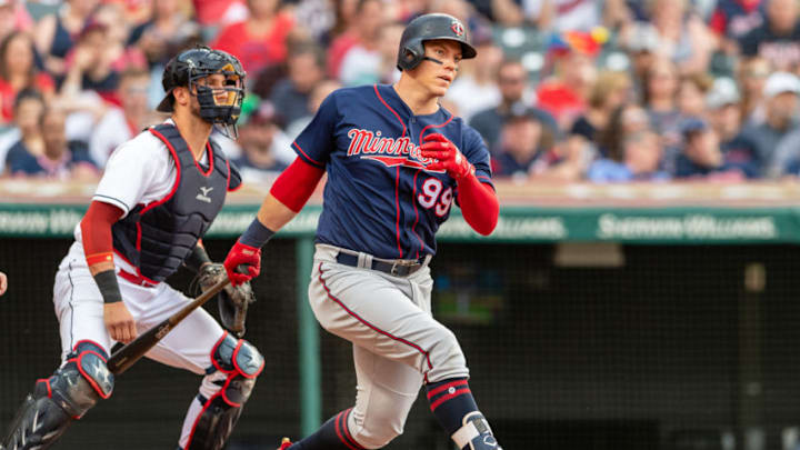 CLEVELAND, OH - JUNE 15: Logan Morrison #99 of the Minnesota Twins hits an RBI single during the fourth inning against the Cleveland Indians at Progressive Field on June 15, 2018 in Cleveland, Ohio. (Photo by Jason Miller/Getty Images) CLEVELAND, OH - JUNE 15: Logan Morrison #99 of the Minnesota Twins hits an RBI single during the fourth inning against the Cleveland Indians at Progressive Field on June 15, 2018 in Cleveland, Ohio. (Photo by Jason Miller/Getty Images)